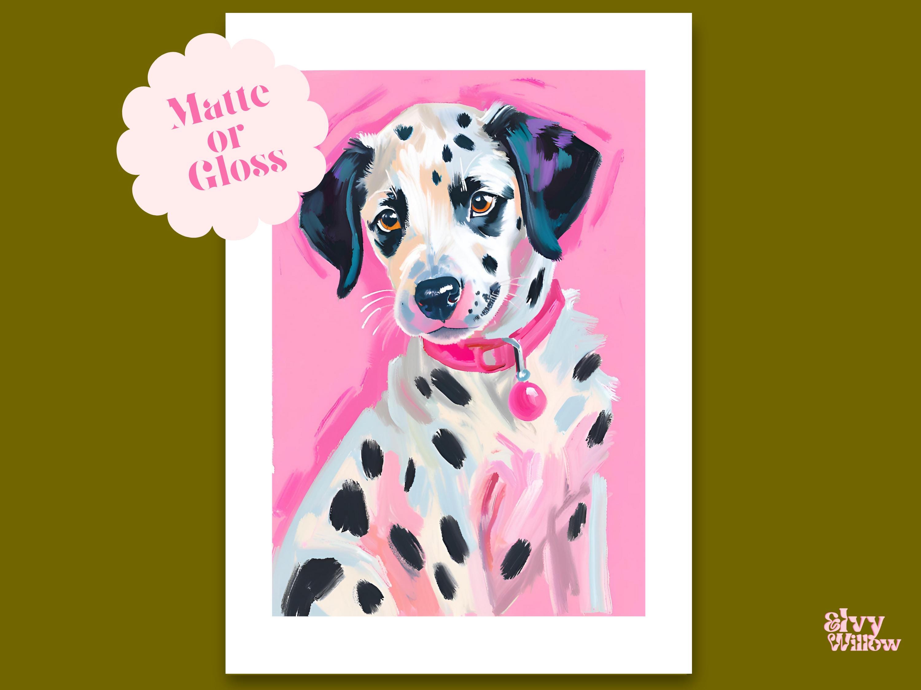 Pink Dalmatian Puppy Wall Art Print - Dog Print - Dalmatians Decor