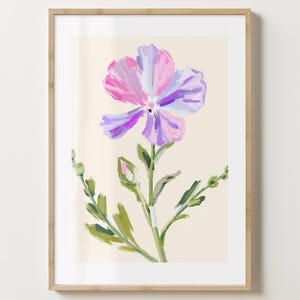 Beige & Lila Sweet Peas Blumendruck - Blumen Poster - Sweet Pea Kunst - Bar Print - glänzend oder matt - A5,A4,A3 oder digitaler Download