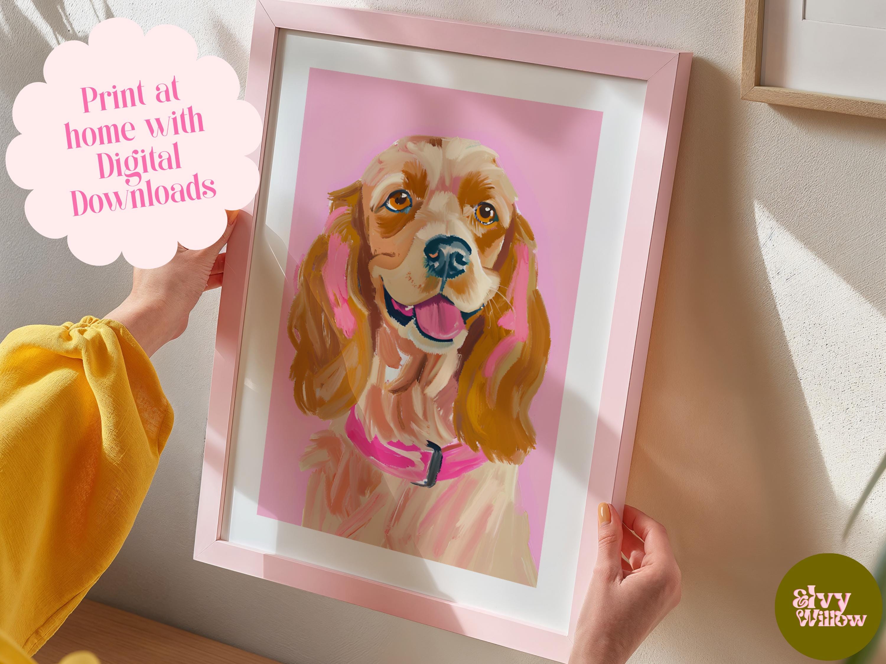 Pink Cocker Spaniel Wall Art - Dog Print - Cocker Spaniel Dog Poster ...