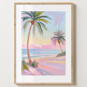 Impresión de arte de pared de playa azul - Póster elegante del océano - Impresión de paisaje marino - Ilustración moderna - Brillo o mate - A5, A4, A3 o descarga digital