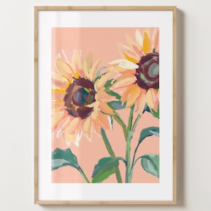 Pink & Gelb Sonnenblume Wand Kunst Druck - Sonnenblume Poster Kunstdruck - Einzigartige Geschenkidee - glänzend oder matt - A5,A4,A3 oder digitaler Download