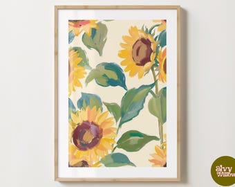 Yellow Sunflower Print- Stylish Flower Poster - Trendy Florals - Gloss or Matte - A5,A4,A3 or Digital Download