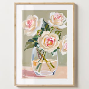 Pink Rose Bunch Wandkunst - Blumen Poster - Floraler Kunstdruck - Bunte Drucke - glänzend oder Matt - A5,A4,A3 oder digitaler Download