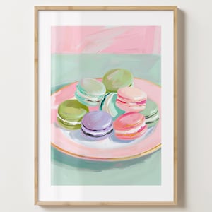 Green & Pink Colourful Macaron Wall Art Print - Macarons Poster - Food Art - Kitchen Print - Gloss or Matte - A5,A4,A3 or Digital Download