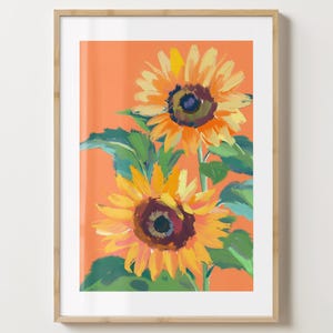 Orange Sonnenblumen Wand Kunst Druck - Sonnenblume Blume Poster Kunstdruck - Einzigartige Geschenkidee - glänzend oder matt - A5,A4,A3 oder digitaler Download