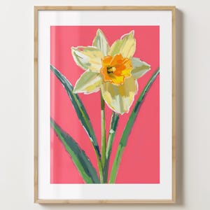 Pink Narzisse Wand Kunst Druck - Narzissen Blumen Poster - Florale Einzigartige Geschenkidee - Glanz oder Matt - A5,A4,A3 oder digitaler Download