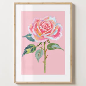 Rosa Rosen Druck - Stilvolles Blumen Poster - Juni Geburt Blumen Geschenk - Bar Warenkorb Druck - glänzend oder matt - A5,A4,A3 oder digitaler Download