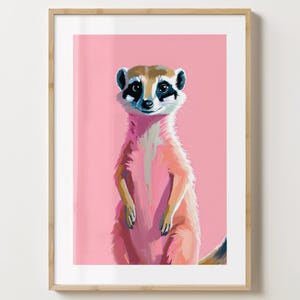 Pink Colourful Meerkat Wall Art Print  - Cute Stylish Animal Print - Pink Meerkats - Gloss or Matte - A5,A4,A3 or Digital Download