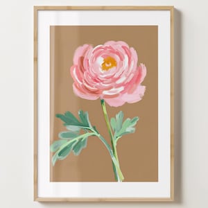 Pink & Braun Ranunkel Blumen Druck - Blumen Poster - Ranunkel Kunst - Bar Warenkorb Druck - glänzend oder matt - A5,A4,A3 oder digitaler Download