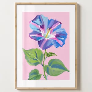 Pink Morning Glory Wand Kunst Druck - September Geburt Blumen Geschenk Poster - Floral Kunstdruck - Glanz oder Matt - A5,A4,A3 oder digitaler Download