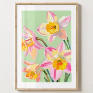 Grüne Narzisse Wand Kunst Druck - Narzissen Poster - Florale Geschenkidee - Bunte Drucke - glänzend oder matt - A5,A4,A3,A2 Digital Download