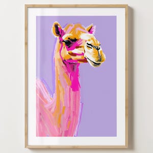 Purple & Pink Camel Wall Art Print - Desert Inspired Decor - Camel Illustration - Gloss or Matte - A5,A4,A3 or Digital Download