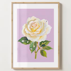 Lila Rose Wand Kunst Druck - Rosen Blumen Poster - Blumen Kunstdruck - Bunte Drucke - glänzend oder Matt - A5,A4,A3 oder digitaler Download