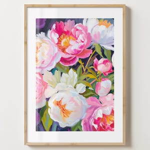 Lila & Pink Pfingstrosen Druck - Trendy Pfingstrose Blumen Poster - Moderne Blumen - Barwagen Druck - Große Drucke Ästhetische Pfingstrosen Blumen