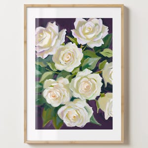 Lila & weiße Rosen Druck - Stilvolles Blumen Poster - Rose Wand Kunst - Bar Warenkorb Druck - glänzend oder matt - A5,A4,A3 oder digitaler Download