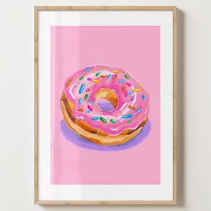 Pink Sprinkle Doughnut Wall Art Print - Stylish Donut Poster - Modern Art - Kitchen Print - Gloss or Matte - A5,A4,A3 or Digital Download