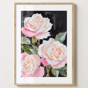 Rosa & Schwarze Rosen Druck - Stilvolles Blumen Poster - Rosen Blumen Geschenk - Bar Warenkorb Druck - glänzend oder matt - A5,A4,A3 oder digitaler Download