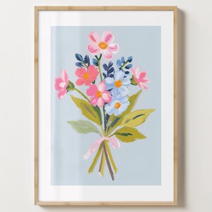 Blau Bunter Blumenstrauß Druck - Stilvolles Blumen Poster - Blumenstrauß - Bar Warenkorb Druck - glänzend oder matt - A5,A4,A3 oder digitaler Download