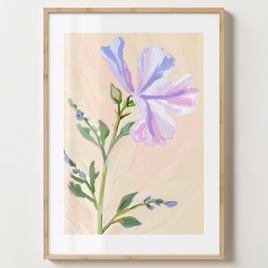 Beige & Lila Sweet Peas Blumendruck - Blumen Poster - Sweet Pea Kunst - Bar Print - glänzend oder matt - A5,A4,A3 oder digitaler Download