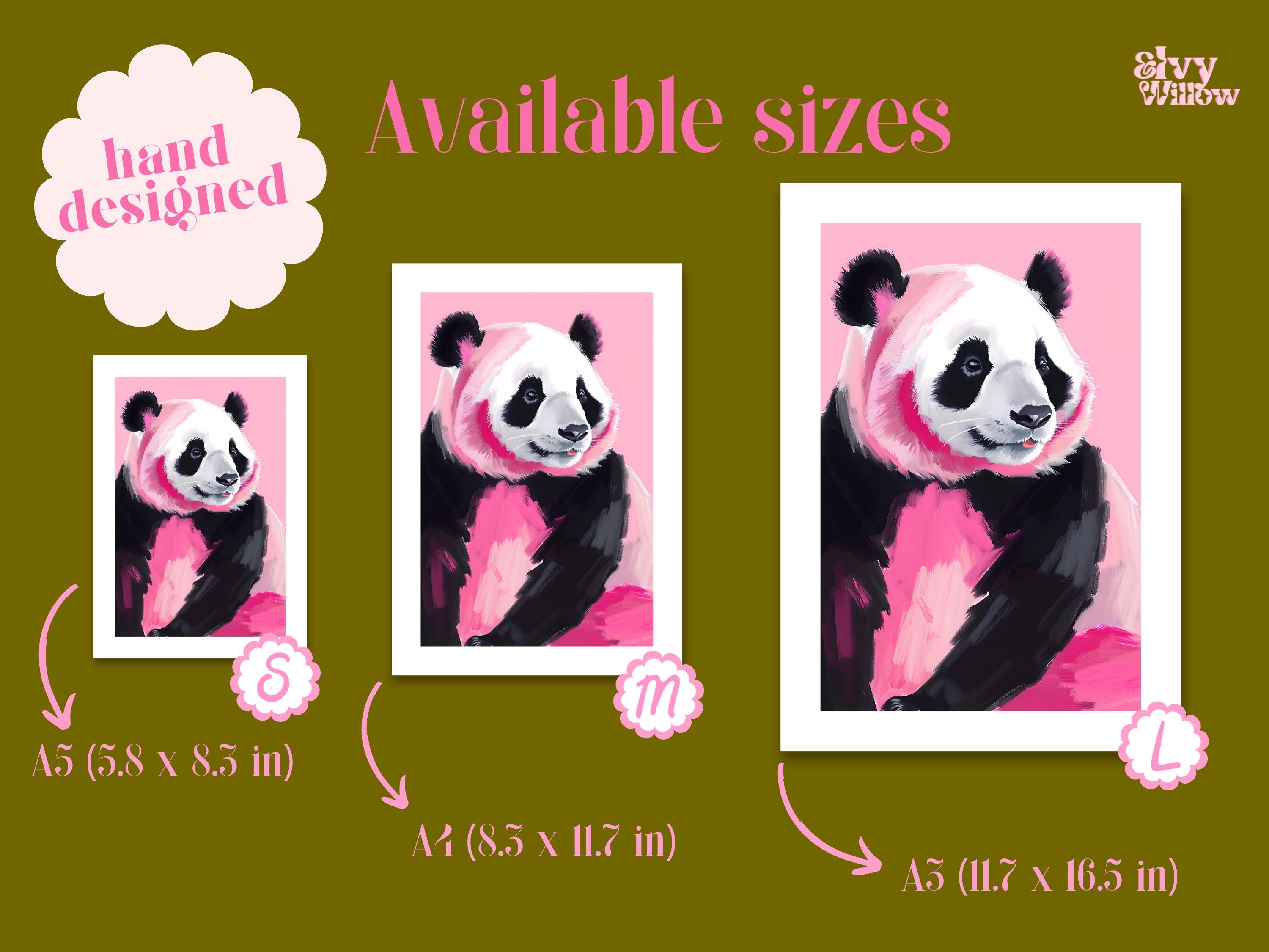 Pink Panda Wall Art Print - Cute Panda Poster - Unique Gift Idea