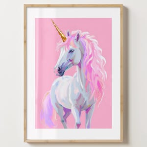 ピンクのユニコーン ウォール アート プリント - スタイリッシュなポスター - ユニコーン愛好家へのユニークなギフト アイデア - 光沢またはマット - A5、A4、A3 またはデジタル ダウンロード
