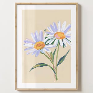 Beige Gänseblümchen Druck - Stilvolles Gänseblümchen Blumen Poster - Trendige Blumen - Bar Warenkorb Glänzend oder Matt - A5,A4,A3 oder digitaler Download