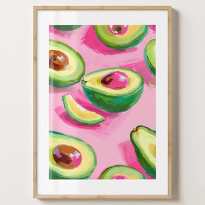 Stampa artistica da parete con avocado rosa - Poster elegante con avocado - Arte alimentare - Stampa da cucina - Lucida o opaca - A5, A4, A3 o download digitale