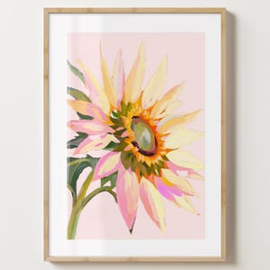 Großer rosa Sonnenblumenkopf Druck - Stilvolles Blumen Poster - Trendige Blumen - Barwagen Druck - glänzend oder matt - A5,A4,A3 oder digitaler Download