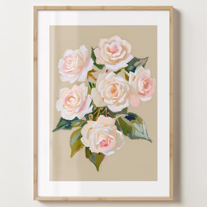 Rosa & Beige Rosen Druck - Stilvolles Blumen Poster - Moderne Blumen - Barwagen Druck - glänzend oder matt - A5,A4,A3 oder digitaler Download