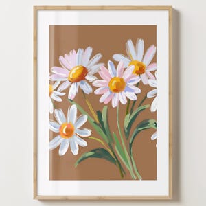 Braune Gänseblümchen Wand Kunst Druck - Gänseblümchen Blumen Poster - Blumen Kunstdruck - Einzigartige Geschenkidee - Bunte Drucke - glänzend oder matt - A5,A4,A3,A2
