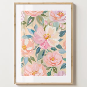 Pinker Blumenstrauß Druck - Stilvolles Blumenblumen Poster - Moderne Blumen - Barwagen Druck - glänzend oder matt - A5,A4,A3 oder digitaler Download