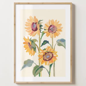 Gelber Sonnenblumendruck - Stilvolles Blumenposter - Trendige Blumen - Barwagendruck - Blumenkunst glänzend oder matt - A5,A4,A3 oder digitaler Download