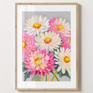 Grau & rosa Chrysantheme Druck - Stilvolles Blumen Poster - Moderne Blumen - Barwagen Druck - glänzend oder matt - A5,A4,A3 oder digitaler Download