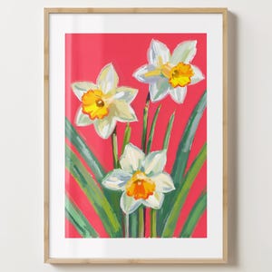 Rote Narzisse Wand Kunst Druck - Narzissen Blumen Poster - Florale Einzigartige Geschenkidee - Glanz oder Matt - A5,A4,A3 oder digitaler Download
