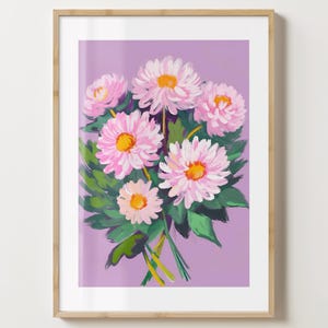 Lila Chrysantheme Strauß Druck - Stilvolles Blumen Poster - Moderne Blumen - Barwagen Druck - glänzend oder matt - A5,A4,A3 oder digitaler Download