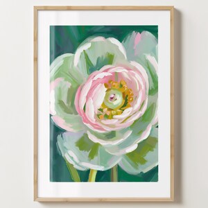 Grüner Blumenkopf Druck - Stilvolles Blumen Poster - Moderne Blumen - Barwagen Druck - glänzend oder matt - A5,A4,A3 oder digitaler Download