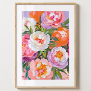 Lila & Pink Pfingstrosen Druck - Trendy Pfingstrose Blumen Poster - Moderne Blumen - Barwagen Druck - Große Drucke Ästhetische Pfingstrosen Blumen