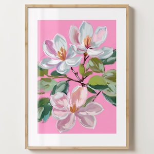 Roze en witte kosmosbloem muurkunst print - poster geboorte oktober bloem - bloemenprint - kleurrijke print - glans of mat - A5,A4,A3,A2
