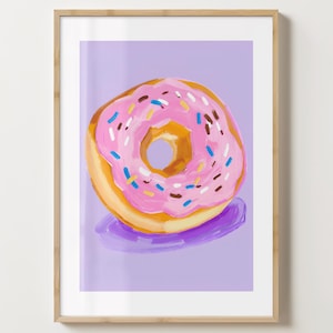 Purple & Pink Sprinkle Doughnut Wall Art Print - Donut Poster - Food Art - Kitchen Print - Gloss or Matte - A5,A4,A3 or Digital Download