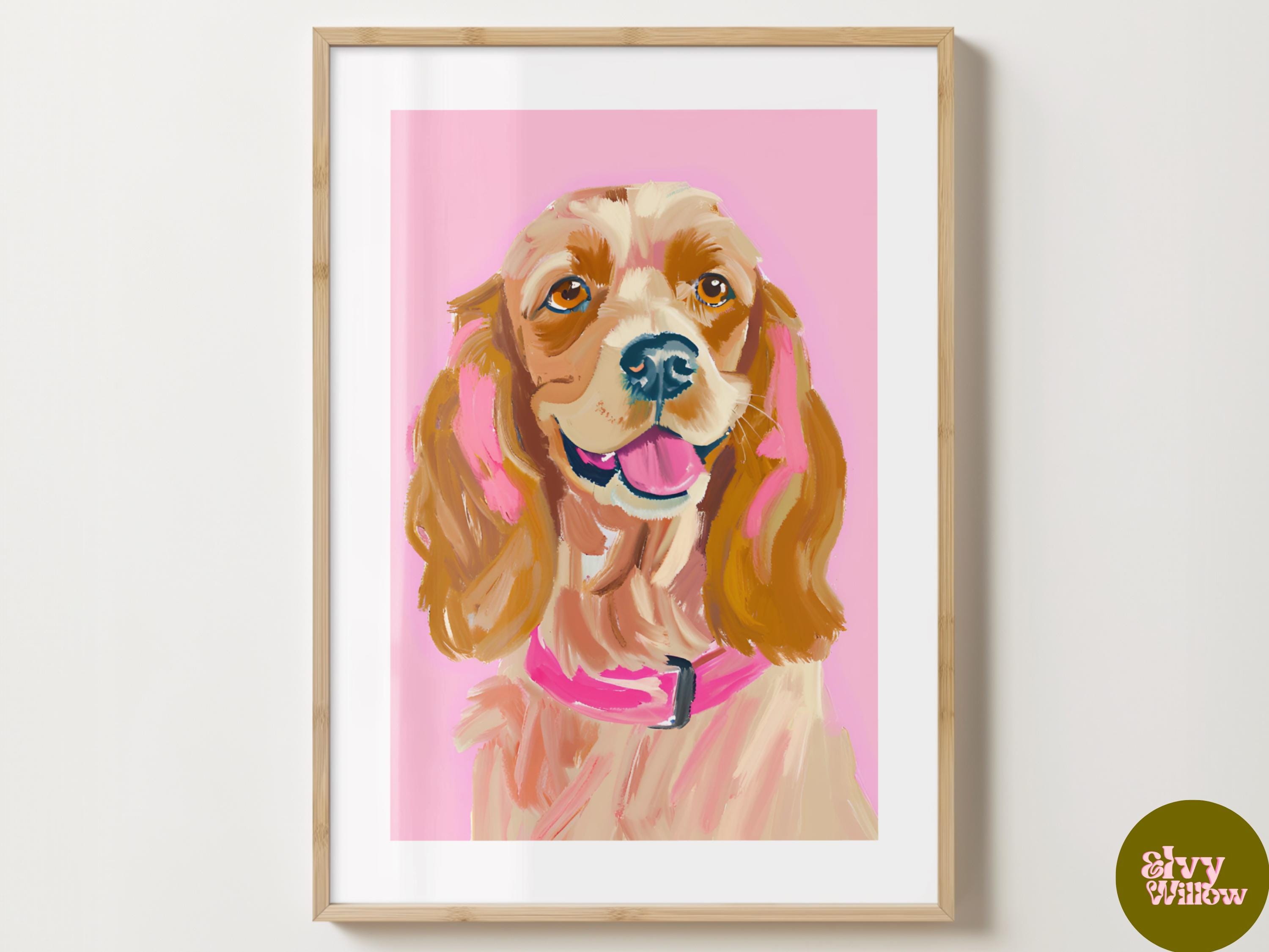 Pink Cocker Spaniel Wall Art - Dog Print - Cocker Spaniel Dog Poster ...