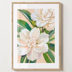 Light Orange Gardenien Blumendruck - Blumenposter - Moderne Gardenienkunst - Barwagendruck - glänzend oder matt - A5,A4,A3 oder digitaler Download