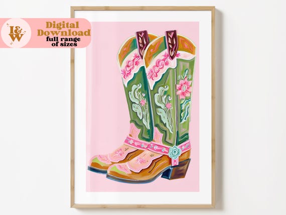 Pink and green cowboy boots hotsell