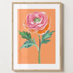 Orange & Pink Ranunkel Blumen Druck - Blumen Poster - Ranunkel Kunst - Bar Warenkorb Druck - glänzend oder matt - A5,A4,A3 oder digitaler Download