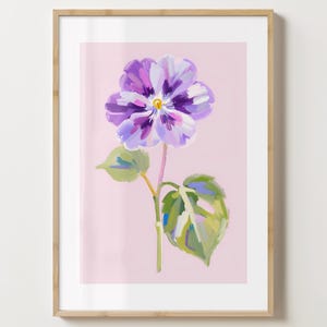 Pink & Lila Sweet Violet Blumen Wand Kunst Druck - Februar Geburt Blumen Poster - Bunter Blumendruck - Glanz oder Matt - A5,A4,A3,A2