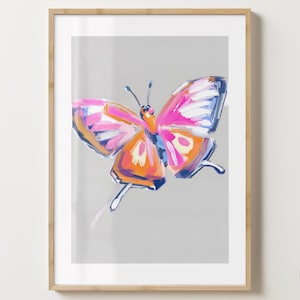 Stampa artistica da parete con farfalla rosa - Poster con farfalle carine - Idea regalo unica - Stampe colorate - Lucide o opache - A5, A4, A3, A2