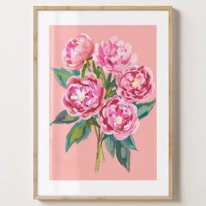 Pink Peony Bunch Wandkunst - Blumen Poster - Florale Pfingstrosen Druck - Bunte Drucke - glänzend oder Matt - A5,A4,A3 oder digitaler Download