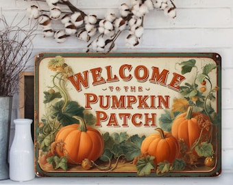 Pumpkin Patch Metal Sign: Rustic Farmhouse Autumn Wall Decor, 8x12 Aluminum