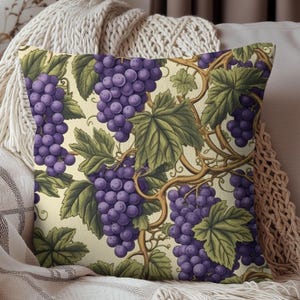William Morris Inspired Grape Garden Decorative Pillow | Cottage-core Pillow
