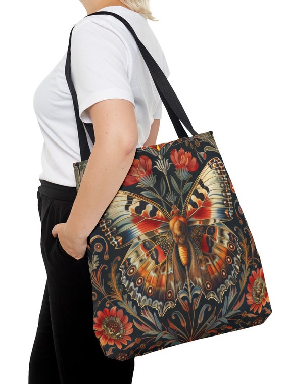 William Morris Butterfly Tote Bag: Botanical Cottagecore Carryall