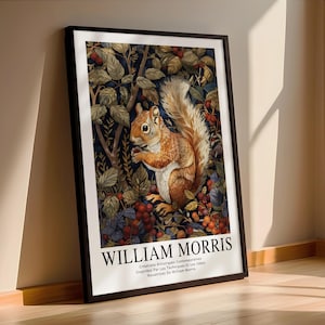 William Morris Squirrel Art Print: Vintage Botanical Woodland Decor
